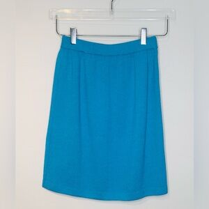 St. John Collection Teal Aqua Blue Green Waffle Knit Pencil Length Skirt Size 6